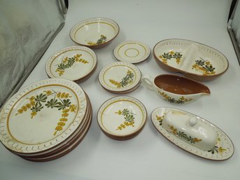 Set Of Vintage Stangl Pottery Golden Blossom - Plates, Bowls, Serving Dishes, Covered Butter & Gravy Boat