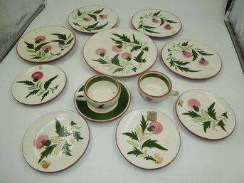 Set Of Vintage Stangl Pottery Thistle - Plates & Cups