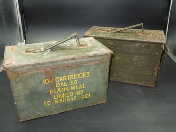 Lot Of 2 Vintage Ammo Cartridge Cases  / S.C.F. Military Ammunition Boxes