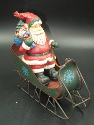 Santa Claus On Metal Sleigh - Christmas Figure - 10' Long 9' Tall