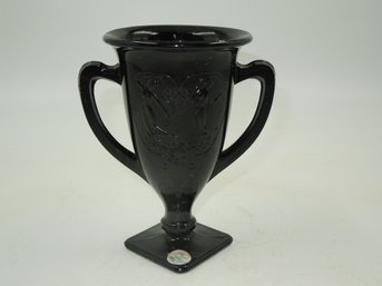 Vintage 1940s L.E. Smith Black Amethyst Urn Vase - 7' Tall