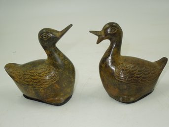 Very Nice Pair Of Duck Figures - 4.5' Tall - Good Weight
