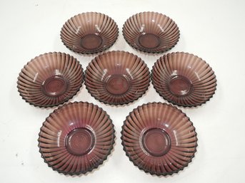 Set Of 7 Purple Glass Bowls / Dishes - 5' Diameter
