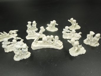Large Lot Of Dept 56 Snowbabies Metal/pewter Miniature Figures