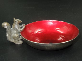 Vintage Reed & Barton 593 Silverplate Squirrel Nut Candy Dish/Bowl Red