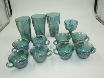 Vintage Iridescent Carnival Glassware / Glass Lot - Cups