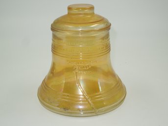Vintage Pass And Stow Amber Glass Liberty Bell Cookie Jar - 7.5' Tall