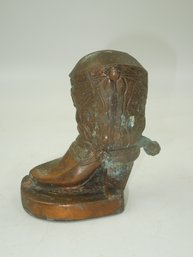 Vintage Cowboy Boot Shaped Metal Piggy Bank