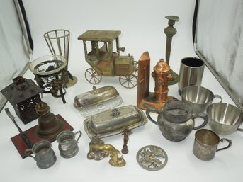 Vintage Mix Lot Of (metal, Silver Plated, Sterling, Pewter) Housewares & Decor