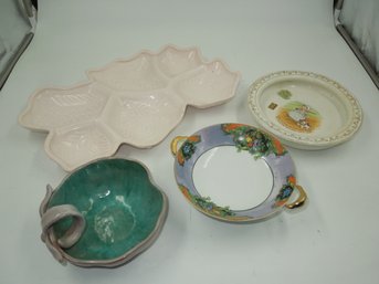 Vintage Serving Platter, Noritake Footed Bowl, Stangl Candy Dish & Holdfast Baby Plate