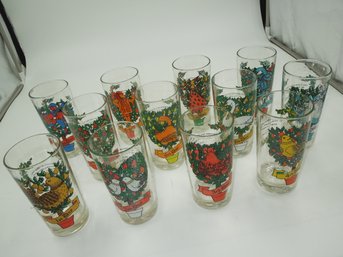 Complete Set Of 12 Days Of Christmas Tumblers / Glasses Lot
