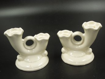 Pair Of Vintage Abingdon Two Armed Candle Stick Holders - 4.25' Tall