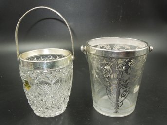 Vintage Lippert Echt Blei-kristall Ice Bucket & Despression Sterling Ice Bucket - 5.25' & 6' Tall
