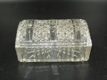 Vintage Cut Glass Trunk / Chest Chapped Trinket Box / Candy Dish With Lid - 5.5'x4'x2.75'