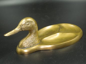 Vintage Balos Brass Duck Shaped Divided Dish - 11'x5.25'x4'