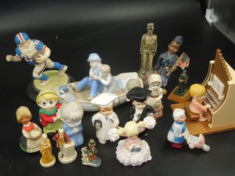 Vintage Figures Lot (Porcelain, Metal, Plastic & More)