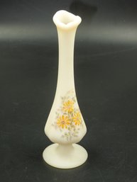 8' Tall Vintage Hand Painted & Signed Fenton Flower Themed Vase