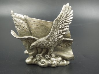 Quality American Flag & Eagle Pewter Figure Piece
