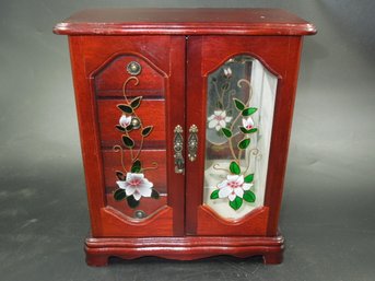 Flower Themed Wood Jewelry Box - 10.5'x9'x4.75'