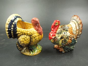 Vintage Turkey Themed Pottery - Vase Marked Napcoware Made In Japan
