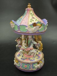 Animated Angel Themed Carousel Music Box - Working - Winds, Spins And Plays