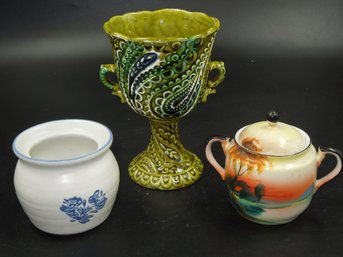 7' Tall Vintage Relpo Goblet Vase & Other Branded/signed Pottery