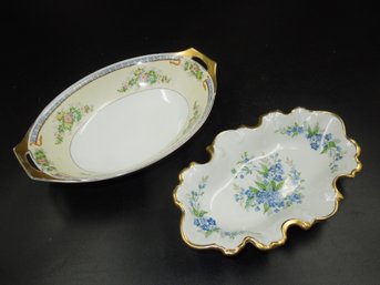 Limoges France 8.75' Candy Dish & Cecil Meita China Oval 9.5' Serving Dish