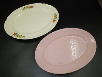 14' Manhattan P.C.P.Co & 13.25' Sterling Shell Pink Oval Vintage Serving Dishes