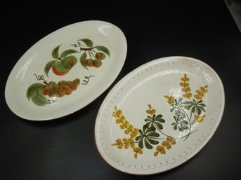Pair Of Large Vintage Stangl Pottery 15' Oval Serving Dishes / Platters