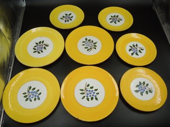 Four 8' & Four 10' Vintage Stangl Pottery Blueberry Themed Plates / Dishes