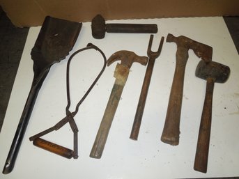 Vintage Ice Hook, Hatchet, Hammer & Other Tools
