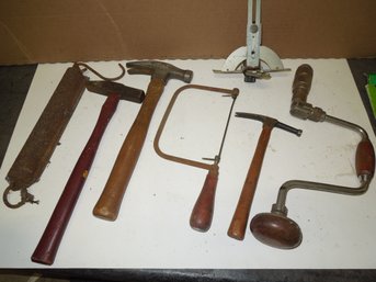 Vintage Hand Drill, Hammers, Saw & More