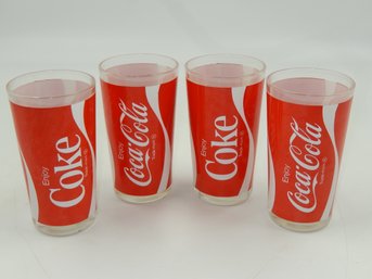 Set Of 4 Coca-cola / Enjoy Coke 5' Tumbler Glass Cups