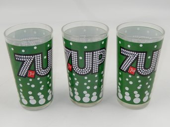 Set Of 3 7UP / 7 Up / Seven Up Soda 5' Tumbler Glass Cups