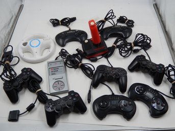 Lot Of Sony Playstation 2 PS2, Sega Genesis, Atari & Suncom Video Game Controllers