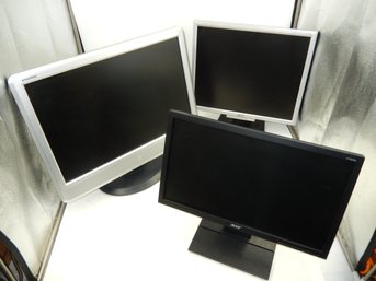 Lot Of 3 Computer PC Monitors - Acer & Emachine
