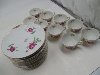 Set Of 9 Vintage Yamaka China Japan 8.25' Shell Shaped Plates & Cups