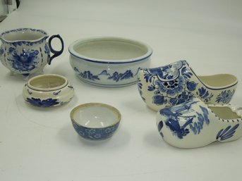 Blue Pottery Lot - A Couple Marked Delft