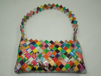Hand Braided Candy Wrapper Handbag / Purse / Bag - Conversation Piece