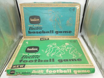 Pair Of Vintage Tudor Tru Action Electric Games (Baseball & Football)