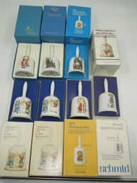 Lot Of Vintage Schmid Collector Edition Bells & 1 Norman Rockwell Bell