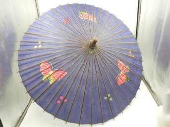Vintage Oriental / Asian Paper Bamboo Decoration Umbrella