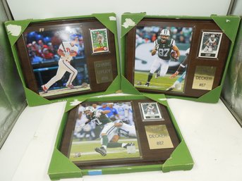 Two NFL NY Jets Eric Decker Football And One MLB Phillies Chase Utley Baseball Sports Wall Plaques