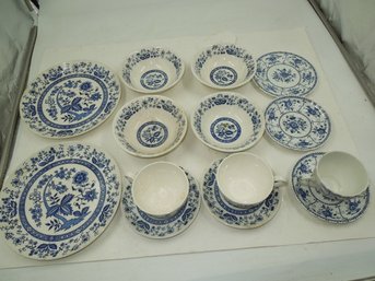 Lot Of Vintage Blue Onion Dishes & Indies Johnson Bros. Tea Cup & Saucers