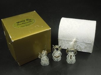 Set Of Crystal Angel Figures In Original Box