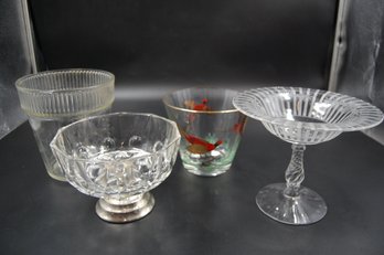 Vintage Clear Glass / Glassware Lot - Footed Candy Dishes, Planter And More