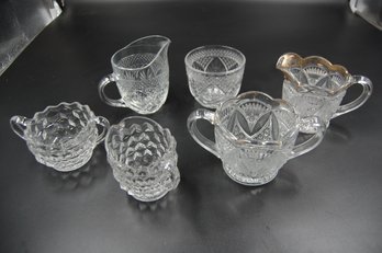 Three Sets Of Vintage Sugar And Creamer Glass Sets - Each Sugar Has A Matching Creamer