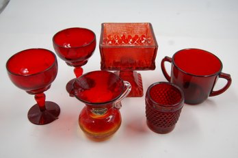 Vintage Ruby Red Glassware / Glass Lot