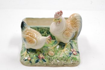 Chicken / Hen / Rooster Themed Planter - Made In Japan - 5'x5'x4.5'