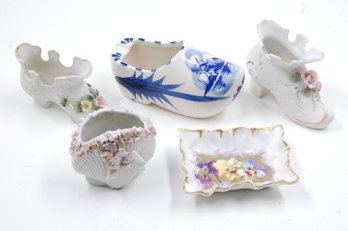 Vintage Lot Of Porcelain Shoe Shaped Art / Decor And More - Some Signed